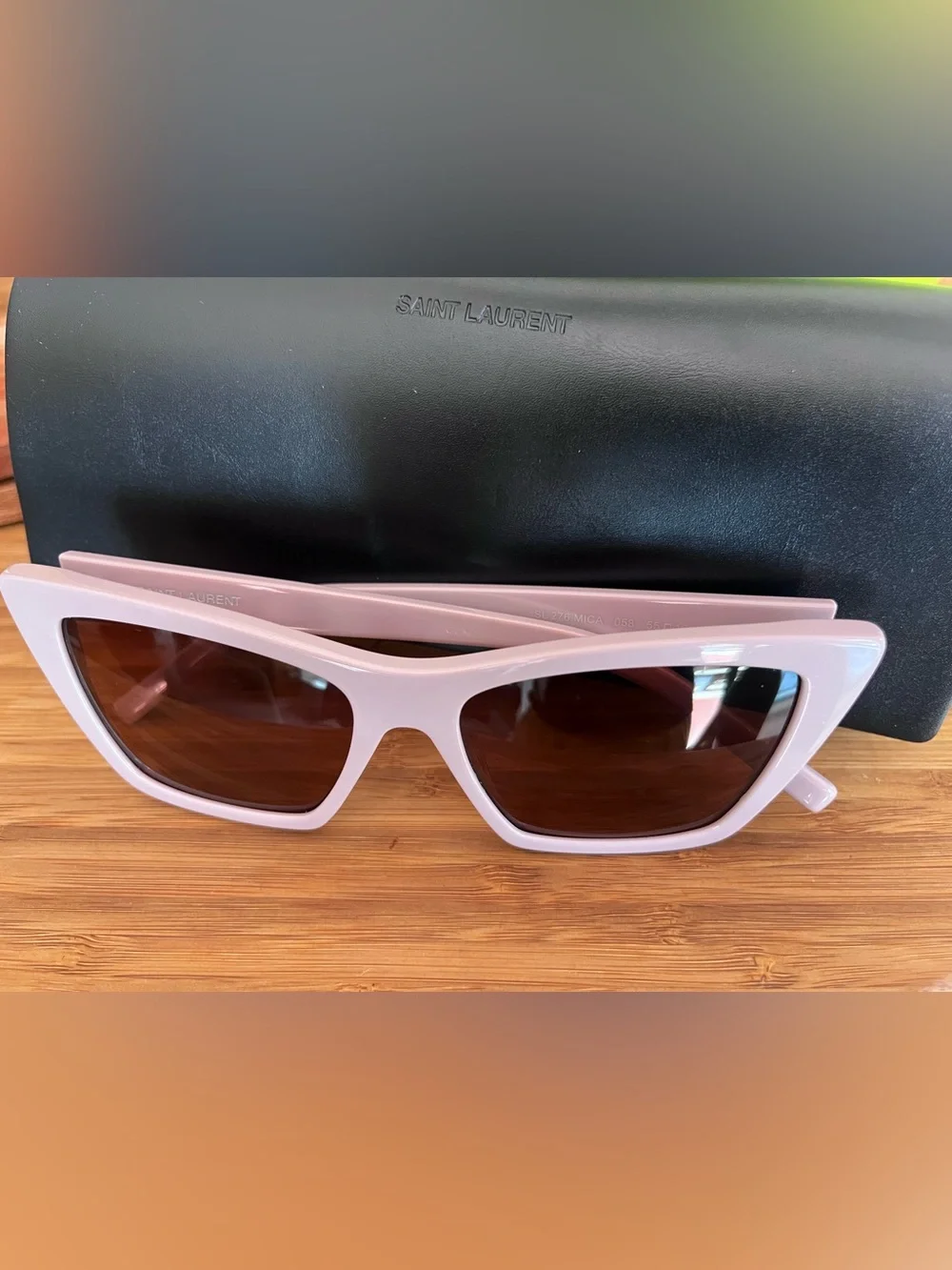 Saint Laurent Pink Rectangle Sunglasses